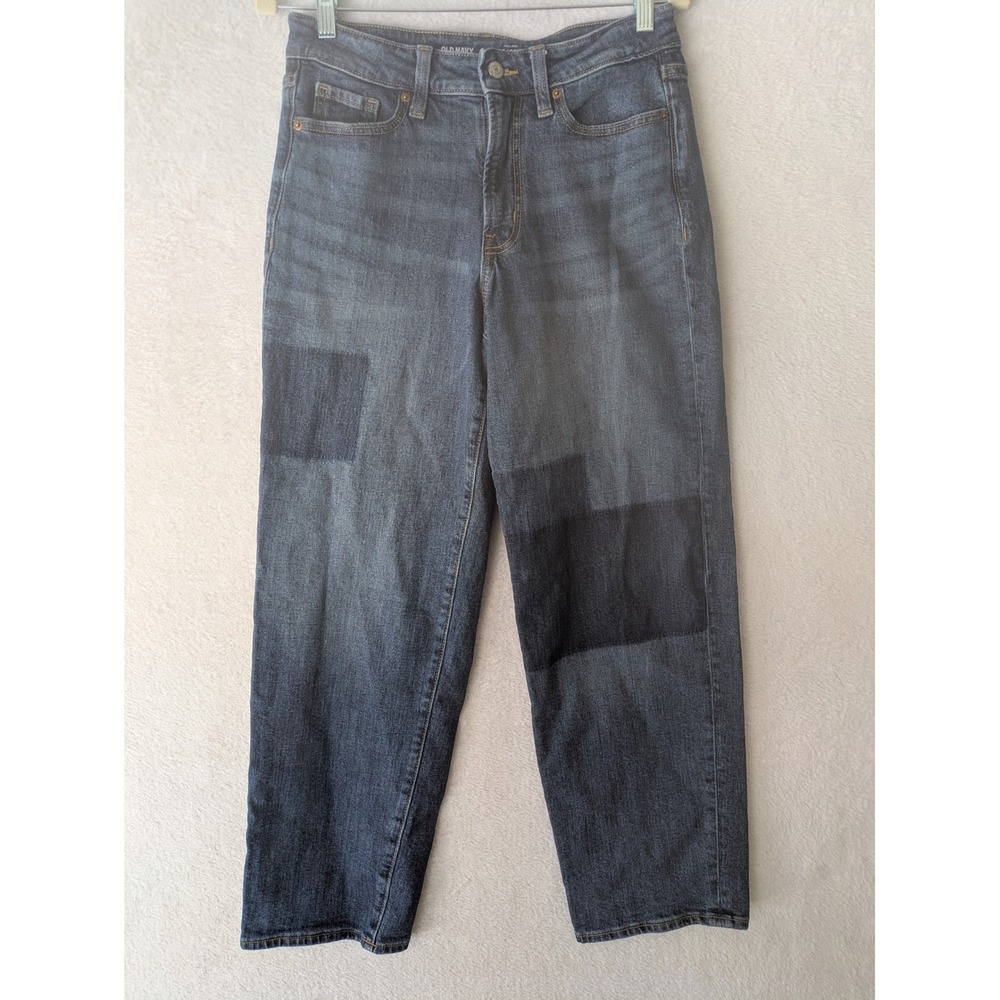 Old Navy Jeans Women's 6 Blue OG Loose High Rise Shadow Patch Straight Leg